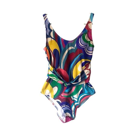 Boden Atrani Belted One Piece Swimsuits size 8 Blue Multicolor - Picture 3 of 9